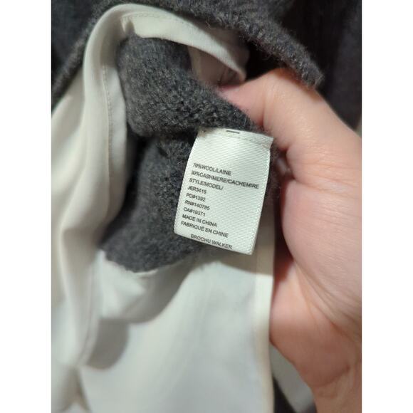 Brochu Walker Gray Wool Cashmere Layered Collared Sweater - Picture 5 of 6